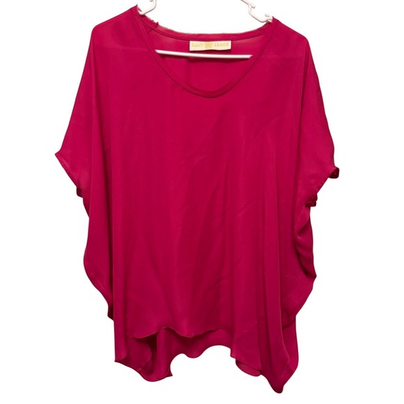 Ramy Brook Women's 100% Silk Pink Satin Draped Loose Fit‎ Blouse O/S